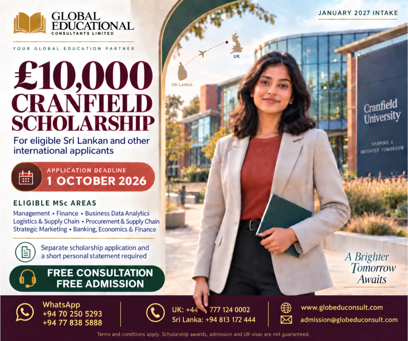 £10,000 Cranfield University Scholarship