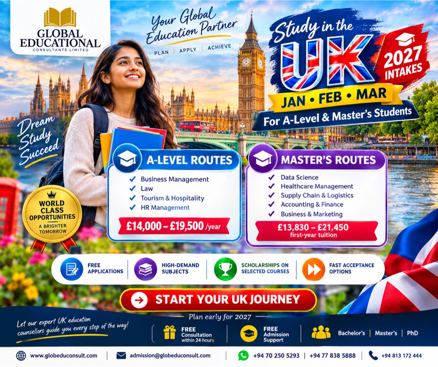 UK January, February & March 2027 Intakes