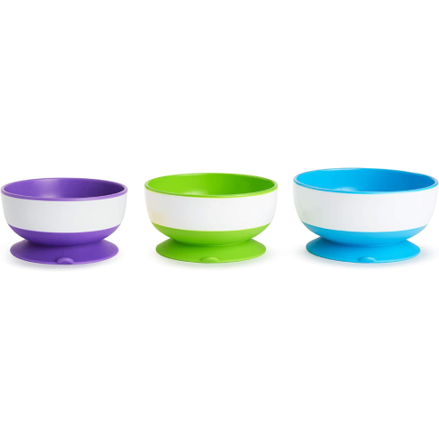 Munchkin Stay Put Suction Bowls with Strong Suction Pack of 3